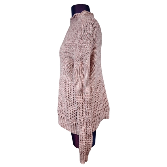 American Eagle Dusty Pink High Roll Neck Textured Sweater Size Medium Women O40 - Picture 3 of 10